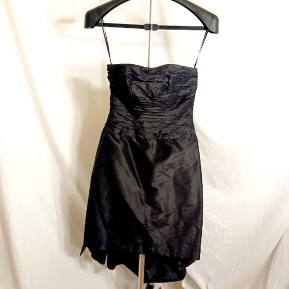Rickie Freeman for Teri Jon Formal Mini Dress Sz 2 BLACK SILK Strapless Wedding - Picture 10 of 15